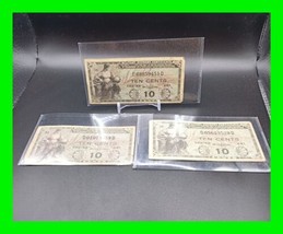 Lot Of 3 1950&#39;s USA 10 Cents Military Payment Certificate  - $34.64