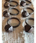 Vintage Rustic Metal Jingle Bell Napkin Rings Set of 8 Holders Brown Bel... - $23.15