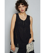 POL Crochet Lace Mix Button Detail Round Neck Tank - $70.30 CAD