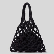 Aided crochet net bag women casual summer woven beach bucket tote bag purse green khaki thumb200