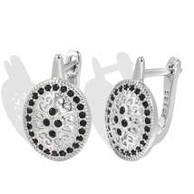 Luxury Natural Black Zircon Wedding Stud Earrings Hollow Flowers Oval Earrings F - £7.24 GBP