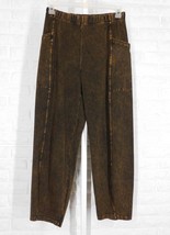 JESS &amp; JANE Mineral Washed Lantern Pant Pockets Chocolate Brown NWT Small - £69.69 GBP