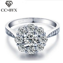 White Gold Color Flower Wedding Rings Silver Color Vintage Engagement Rings For  - £7.73 GBP