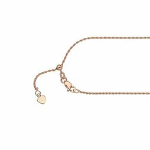 14k Solid Real Rose Gold 1.05 mm Rope Chain Necklace -Adjustable up 22&quot;  - £452.01 GBP