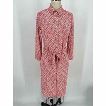 Talbots Popover Shirt Dress Sz XS Coral Pink White Tiger Stripe - £20.36 GBP