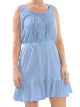 Be Bop Womens Ruffled Hem Peasant Dress Size Large Color Chambray - £64.34 GBP
