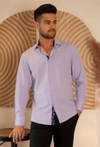 Bespoke Performance stretch fit long sleeve button up dress shirt. Lilac - £64.05 GBP