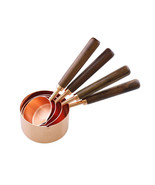 Measuring Cup Set of 4, Copper Measuring Spoon with Walnut Handle Rose G... - $41.10 CAD