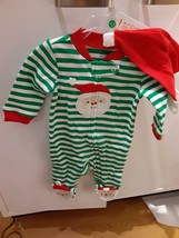 Carter&#39;s Just One You Santa Green Stripe One Piece Romper Footed Sleeper NWT - £5.42 GBP