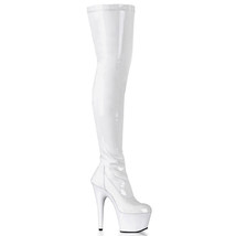 PLEASER ADO3000/W/M Sexy Stripper Dancer 7&quot; Heel White Platform Thigh High Boots - £78.29 GBP