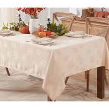 Taupe Tremont Autumn Leaf Damask Rectangle Fabric Tablecloth, 52 X 70 Inch, Fall - $26.99