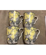 Set of 4 222 FIFTH Adelaide Yellow Bird Mugs cups  fine China porcelain NEW - $39.59