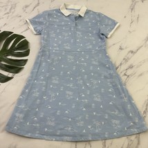 Lands End Womens Polo Shirt Dress Size L Pastel Blue White Tropical Palm... - $29.69