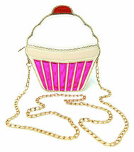 Pink White Ice Cream Cone Sidekick Crossbody Clutch Handbag Purse W/ Gold Chain - £27.76 GBP