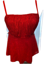 GRACE KARIN LADY&#39;S CAMISOLE SEQUIN MEDIUM RED  ZIPS ON SIDE NEW   b2 - $20.30