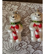 Vintage White Polar Bears w/ Candy Canes Blown Glass Ornaments.  Lot of ... - $354.32 MXN