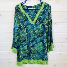 Soft Surroundings Women&#39;s Floral Batik Print Tunic Top Blues &amp; Greens Size Small - £14.40 GBP