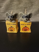 2 - Vintage Cute! Mini Russ Halloween Trick or Treat Mouse Candle 2&quot; Pumpkin Bag - $14.50