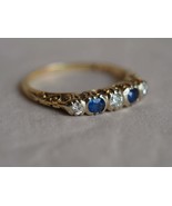 1.3Ct Diamond &amp; Sapphire Antique Vintage Art Deco Ring 14k Yellow Gold P... - £106.31 GBP