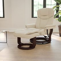 Flash Furniture Recliner Chair with Ottoman | Beige LeatherSoft Swivel R... - £520.20 GBP