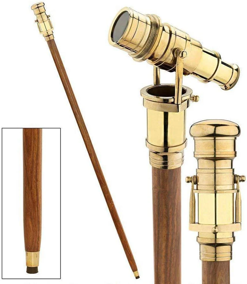 Vintage Brass Handle Victorian Telescope Head Fold Able Steampunk Access... - $59.00