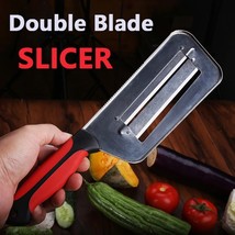 Vegetable Slicer Double 2 Slice Blade Slicing Knife Fish Scale Cleaner K... - £12.73 GBP