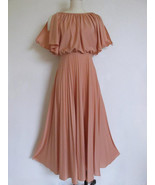 Vtg 70s Grecian Goddess Evening Cocktail Party Dress S Terracotta Copper... - $1,332.45 MXN