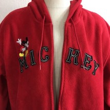 Disney Sweatshirt Womens XL Red Mickey Mouse Athletics Full Zipper Front Hooded - £31.57 GBP