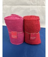 Burlap Jute Ribbon Red and Pink 5.5&quot;x15ft - $10.88