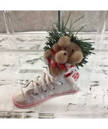 Christmas Ornament Teddy Bear In High Top Sneaker Shoe Holiday Decor - $17.31