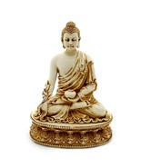 MEDICINE BUDDHA STATUE 5&quot; Buddhist Wellness Deity Ivory Color Resin QUAL... - $448.53 MXN