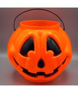 Vtg Pumpkin Pail Orange Blow Mold General Foam Plastics Jack O Lantern B... - $9.99