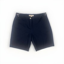 Michael Kors Size 8 Navy Blue Flat Front Shorts With Silver Side Buckles - $15.83