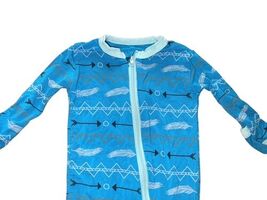 Kickee Pants Baby Sleeper 0-3 Months Blue Footed Zip Bamboo Pajamas image 2