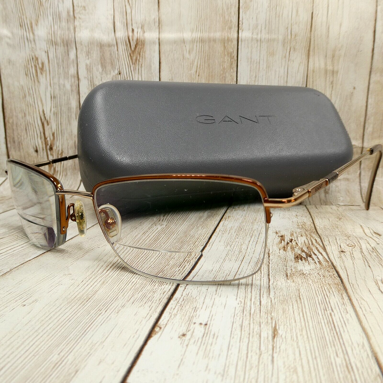 Gant Brown Gold Metal Half-Rim Eyeglasses FRAMES w/Case - G Clinton 57-1... - $43.53
