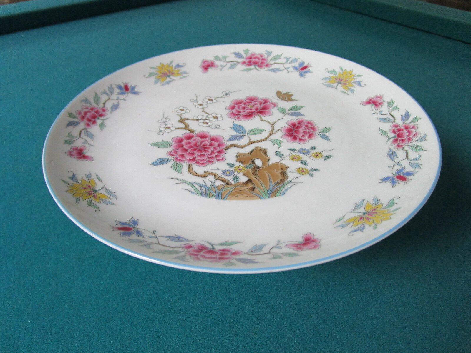 Primary image for DOLPHIN CAKE PLATE FLORAL FOOTED 4 1/3 X 10 1/4"  *