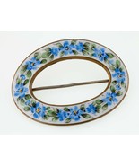 Brass Oval Enamel Flower Loop Brooch with Gorgeous Detail! - £38.95 GBP