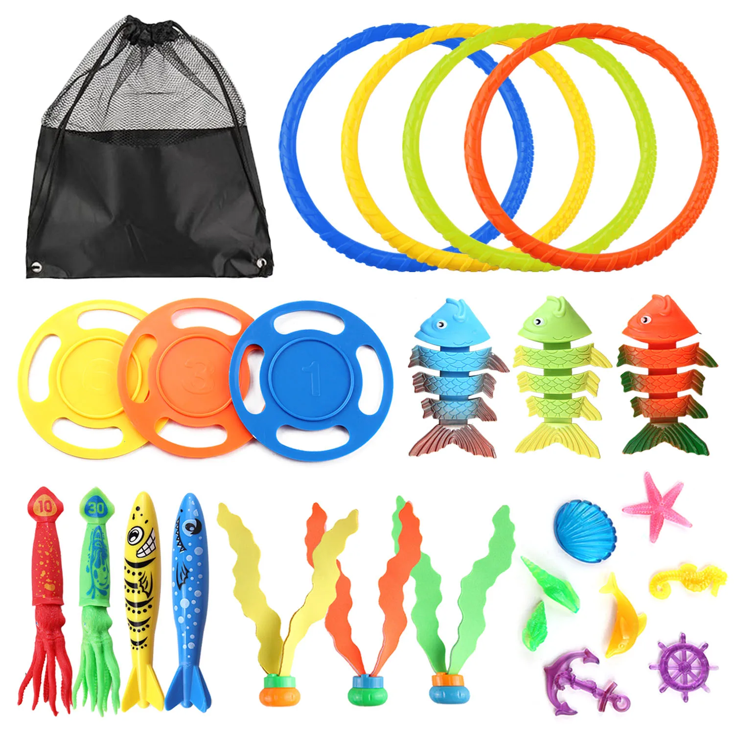 Kids Funny Swimming Pool Diving Toys Set Children Underwater Water Play Toys - £27.67 GBP