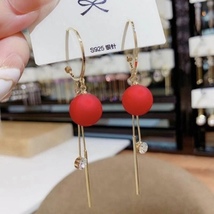 Elegant Red Pearl Drop Dangle Earrings for Women - £8.02 GBP