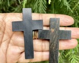 2 Pc Wood CROSS Pendant, Jesus Christ Wooden Locket Handmade, 6 cm # 9 - $15.67