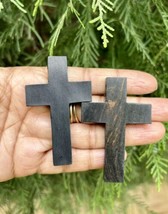 2 Pc Wood CROSS Pendant, Jesus Christ Wooden Locket Handmade, 6 cm # 9 - £12.29 GBP