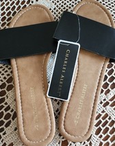 Charles Albert ~ Slip On ~ Open Toe ~ BLACK Strap Sandals ~ Size Large (... - $20.00