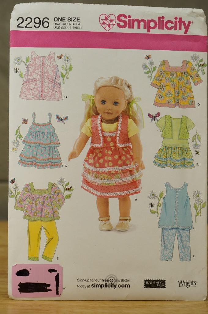 2296 Simplicity 18" Doll Clothes Fits American Girl Costume Sewing Pattern - £11.67 GBP