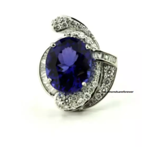 Handmade Cluster Design Oval Mixed-Cut 14.13CT Tanzanite &amp; White 1.90CT CZ Ring - £479.95 GBP