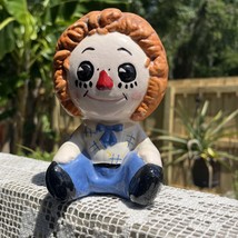 70s? Raggedy Andy Collector Figurine ceramic Doll Blue &amp; White Plaid Aub... - $559.76 MXN