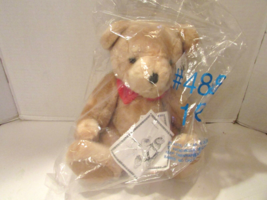 RUSS BERRIE PLUSH BEAR 16&quot; TAN FUR FULLY JOINTED NEW VALENTINE&#39;S DAY RED... - $3.75