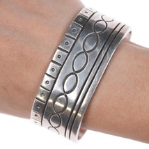 7&quot; Vintage Native American chiseled and stamped silver cuff bracelet - $490.05