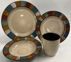 Pfaltzgraff Wyatt 4 Piece Place Setting Plates, Bowl &amp; Mug MultiColor Bl... - $48.50