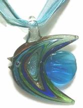 Glass Tropical Fish on Ribbon Necklace (Blue) - £11.98 GBP
