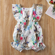 NWT Easter Bunny Rabbit Baby Girls Sleeveless Ruffle Romper Jumpsuit Sunsuit - £5.70 GBP